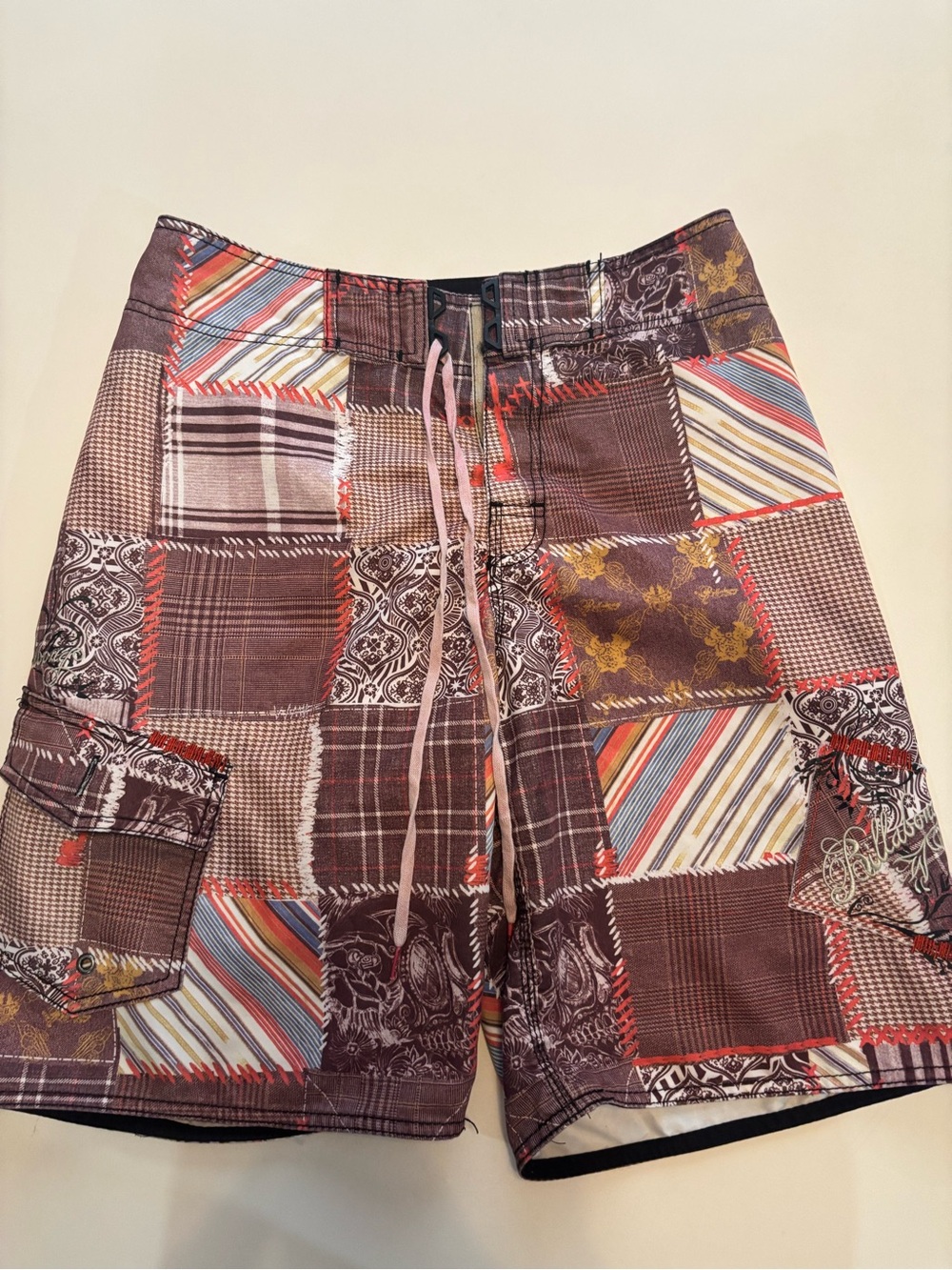 Vintage Billabong Patchwork pattern Print surf board shorts Y2K